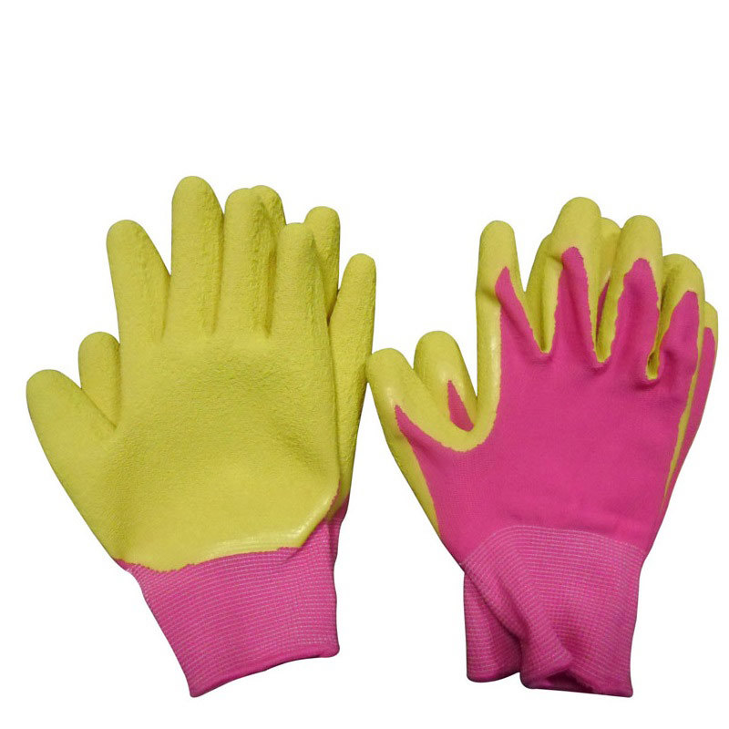 Colorful gardening gloves with Foam latex coated HNL263