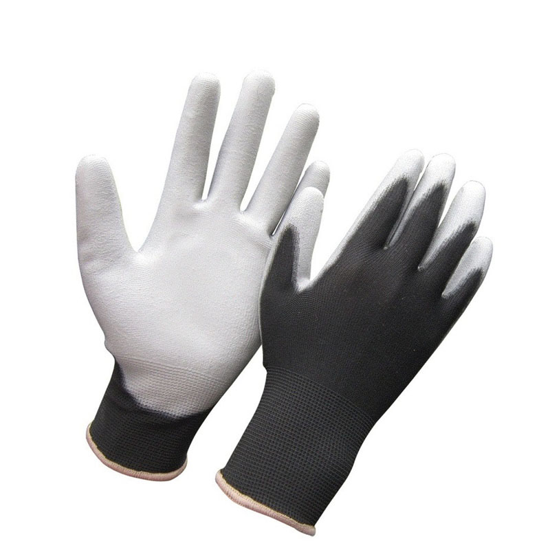 Polyester PU palm coated gloves HPU129