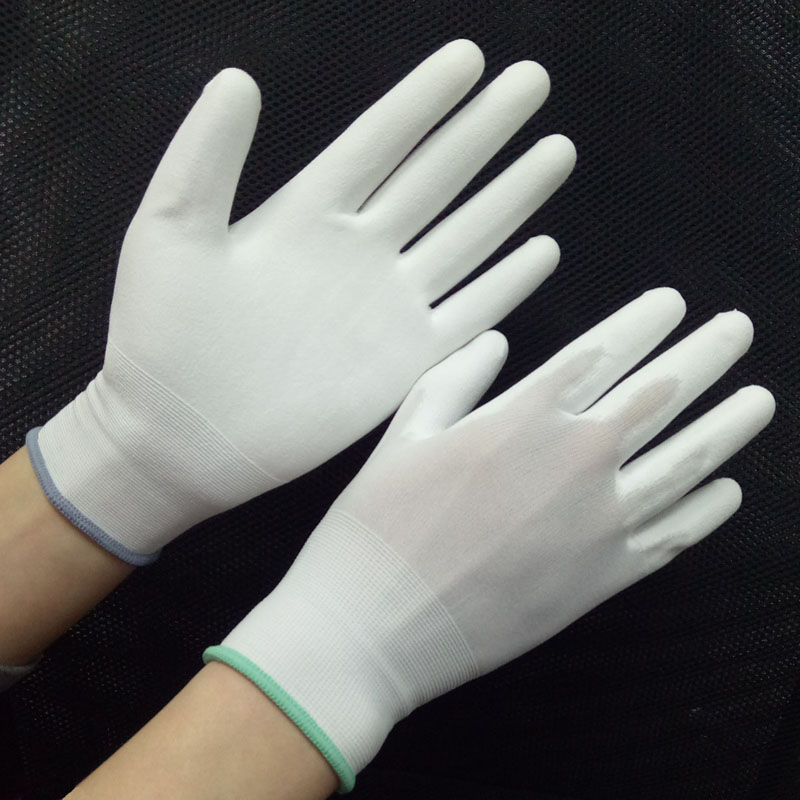 Polyurethane coated DMF free white PU gloves HPU101