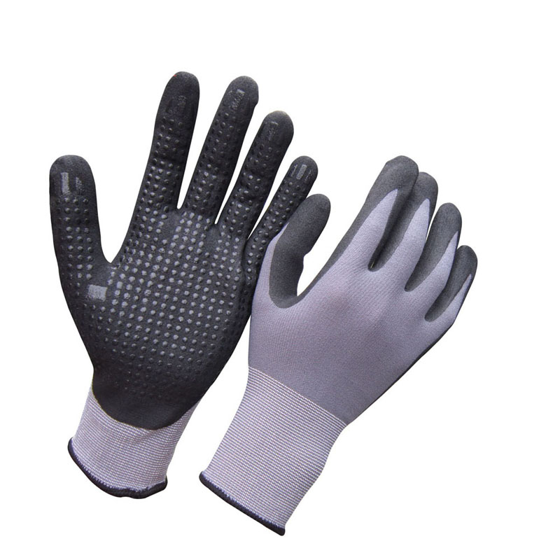 Ultra thin 15g Dots Palm Micro Foam Nitrile Coated gloves HNN682 